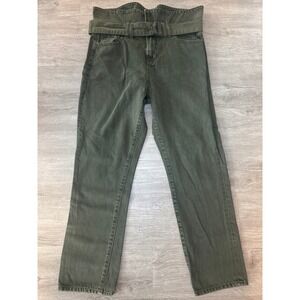 Hidden Belted Olive Green Jeans High‎ Waist Straight Leg Denim Size 26